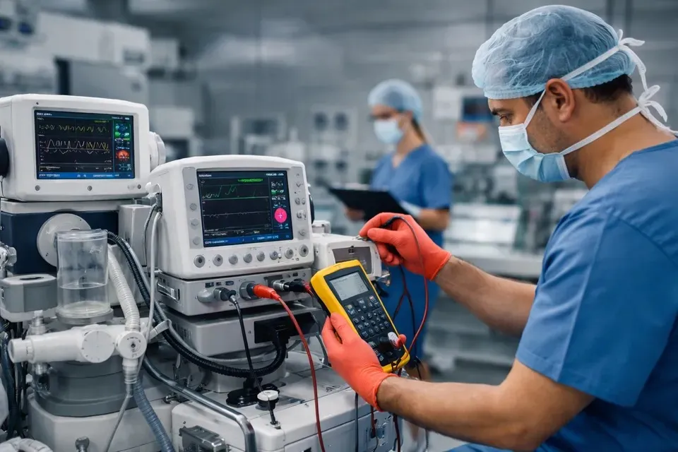 Patrón de calibración conectado a equipo biomédico